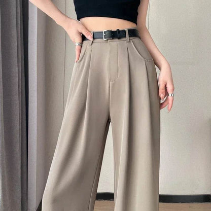 Elegant High Waist Wide Leg Trousers - Office Pants for Women - Buy Center