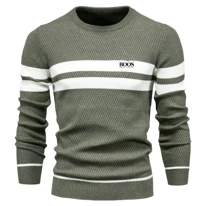 New Autumn Pullover Men's Sweater O-neck Patchwork Long Sleeve Warm Slim Sweaters Men Casual Fashion Sweater Men Clothing - Buy Center
