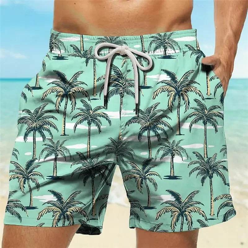 2024 Casual Men's Drawstring Shorts - Quick Dry Coconut Tree Print - Buy Center