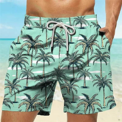 2024 Casual Men's Drawstring Shorts - Quick Dry Coconut Tree Print - Buy Center