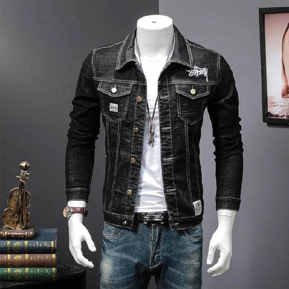 Embry Loor Men's Denim Jacket - Stylish Blue & Black Outerwear for Autumn - Buy Center