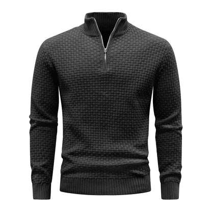 Slavinson Men's Sweater Winter Warm Zip Up Pullover Waffle Knit Mock Neck Turtleneck Soft Long Sleeve Top US Size - Buy Center