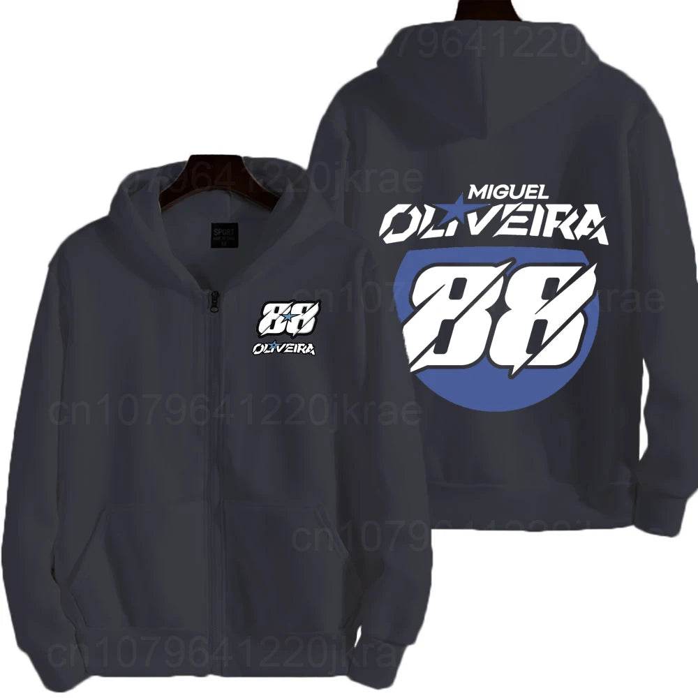 Miguel Oliveira 88 Logo Men's Zip Up Hoodie - Casual Spring Autumn Wear - Buy Center