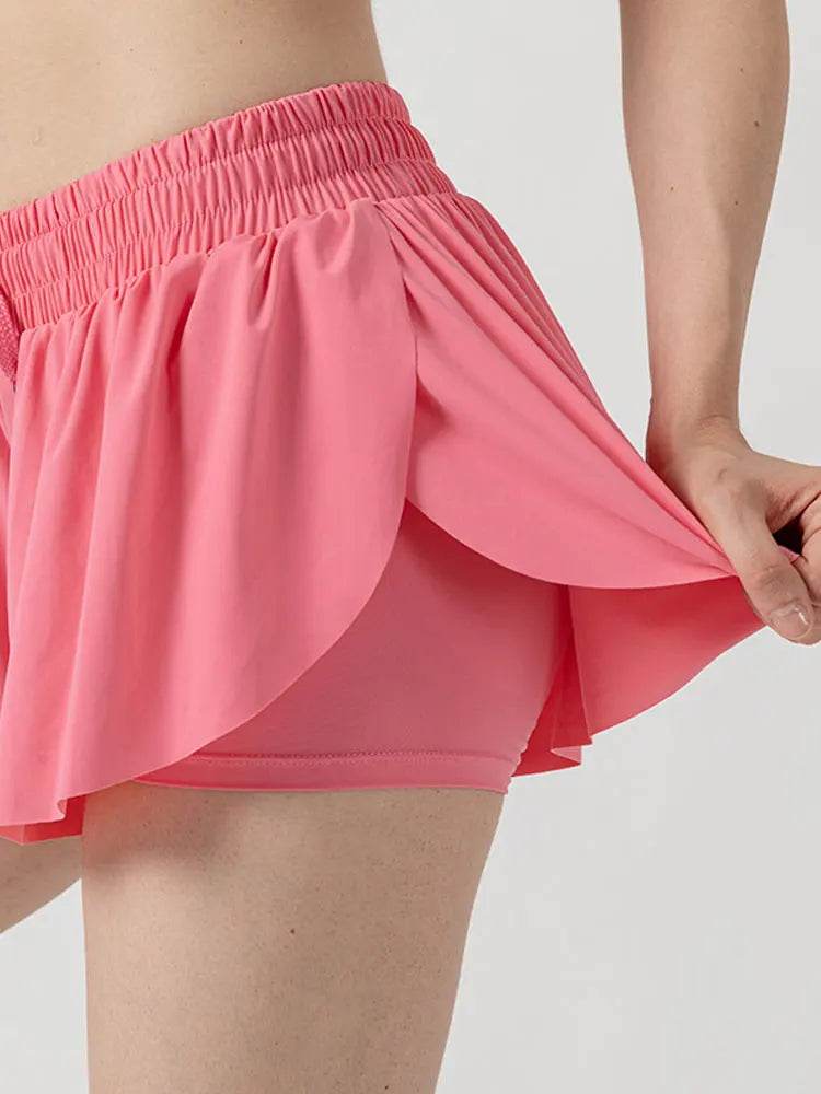 INLUMINE Women's 2-in-1 Flowing Sports Shorts - Butterfly Design - Buy Center