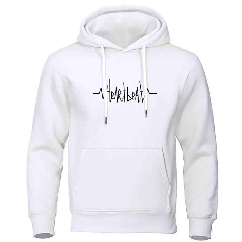 Men's Casual Fleece Hoodie - Heartbeat Line Printed Sportswear - Buy Center