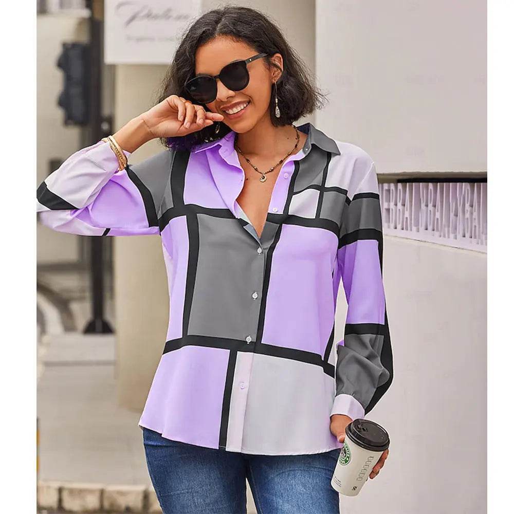 Women's 3D Flower Printed Long Sleeve Blouse - Plus Size Autumn Top - Buy Center