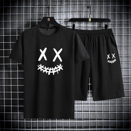 Men's Summer Sports Set - Round Neck T-Shirt & Shorts, Slim Fit - Buy Center