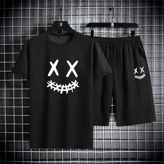 Men's Summer Sports Set - Round Neck T-Shirt & Shorts, Slim Fit - Buy Center