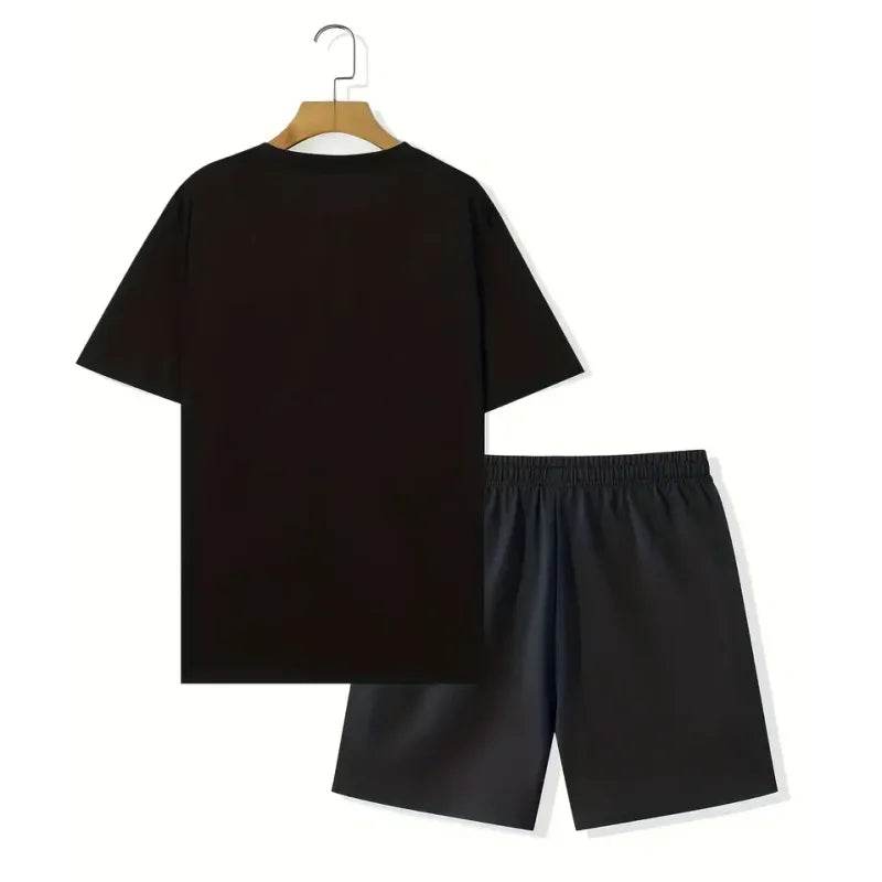 Yeae Plus Size Men's Summer Suit - Short Sleeve, Drawstring Shorts - Buy Center