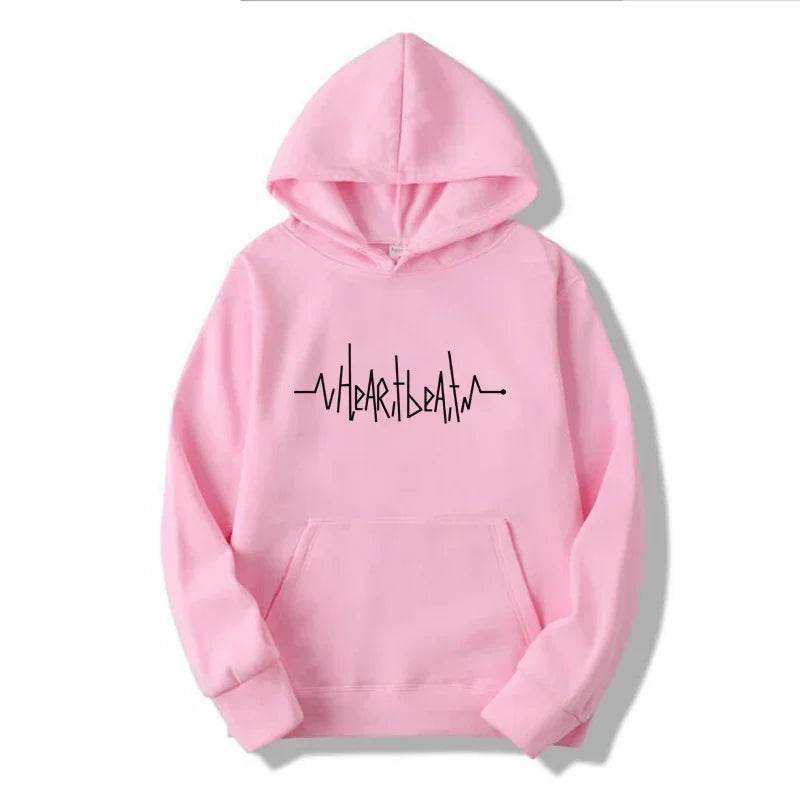 Men's Casual Fleece Hoodie - Heartbeat Line Printed Sportswear - Buy Center