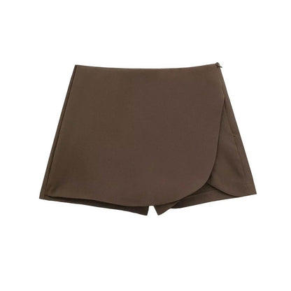 Women's High Waist Mini Skort - Stylish Brown & Pink Casual Wear - Buy Center