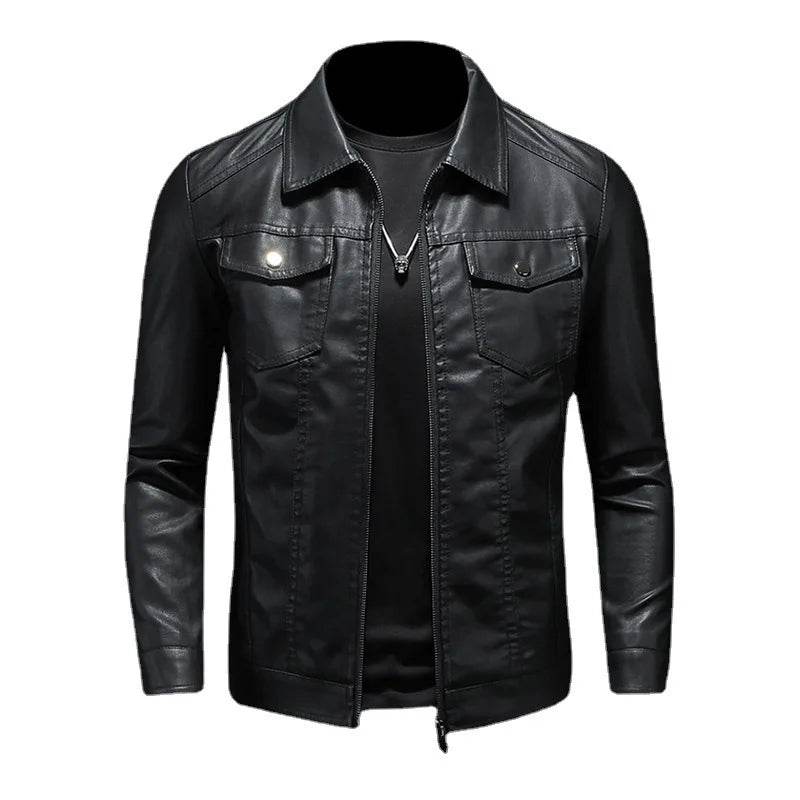DOIYTTS Men's Slim Fit Black Motorcycle Leather Jacket - High Quality PU - Buy Center