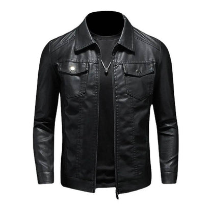 DOIYTTS Men's Slim Fit Black Motorcycle Leather Jacket - High Quality PU - Buy Center