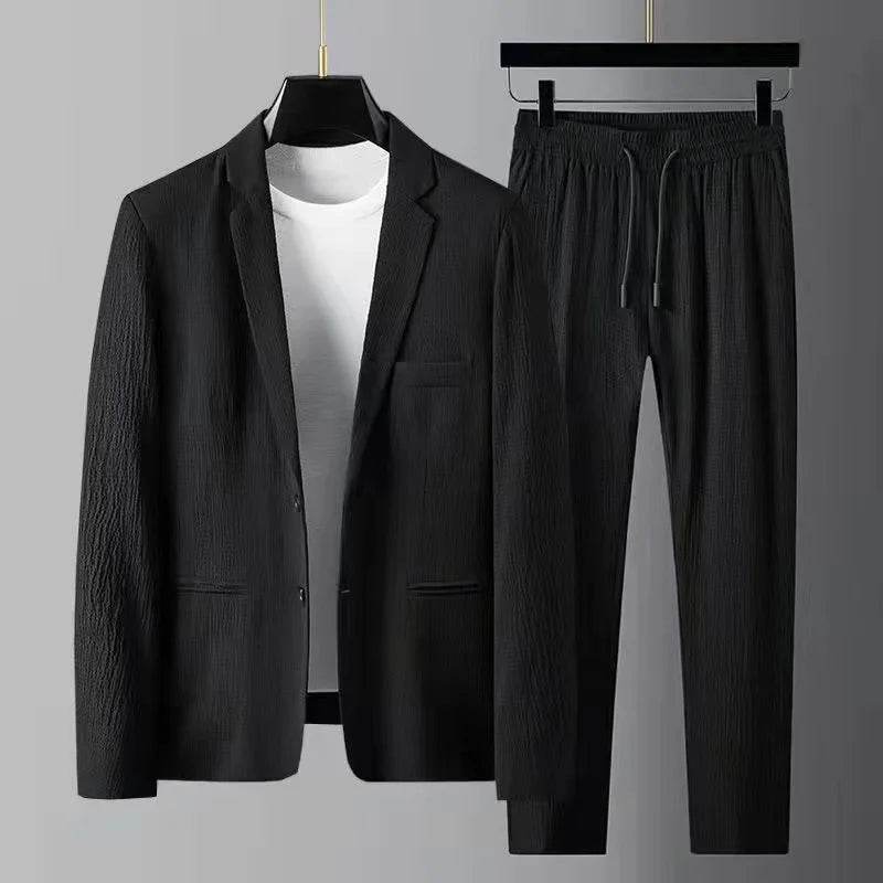 2024 Men's Casual Suit Set - High-End Fashion, Long Sleeves, Korean Style - Buy Center