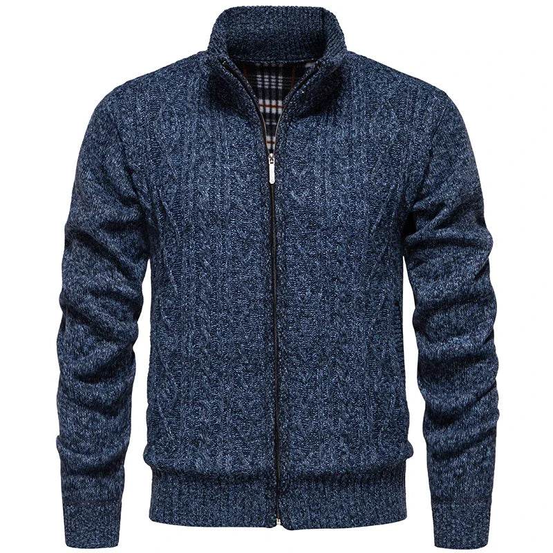 Men’s Cashmere Wool Cardigan - Warm Zipper Stand-Up Collar Sweater - Buy Center