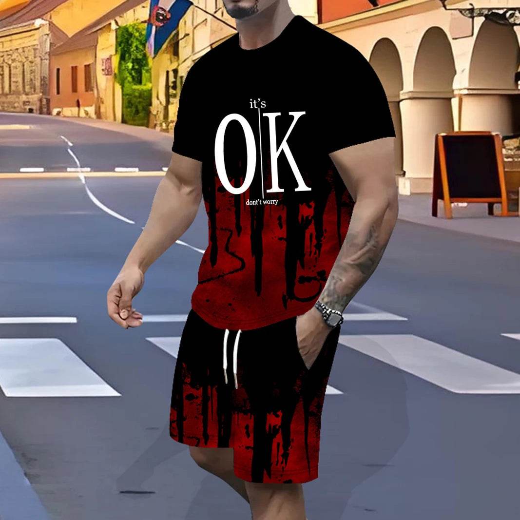 Men's Fast-Drying Sports Suit - 3D Gradual Change Polyester Design - Buy Center