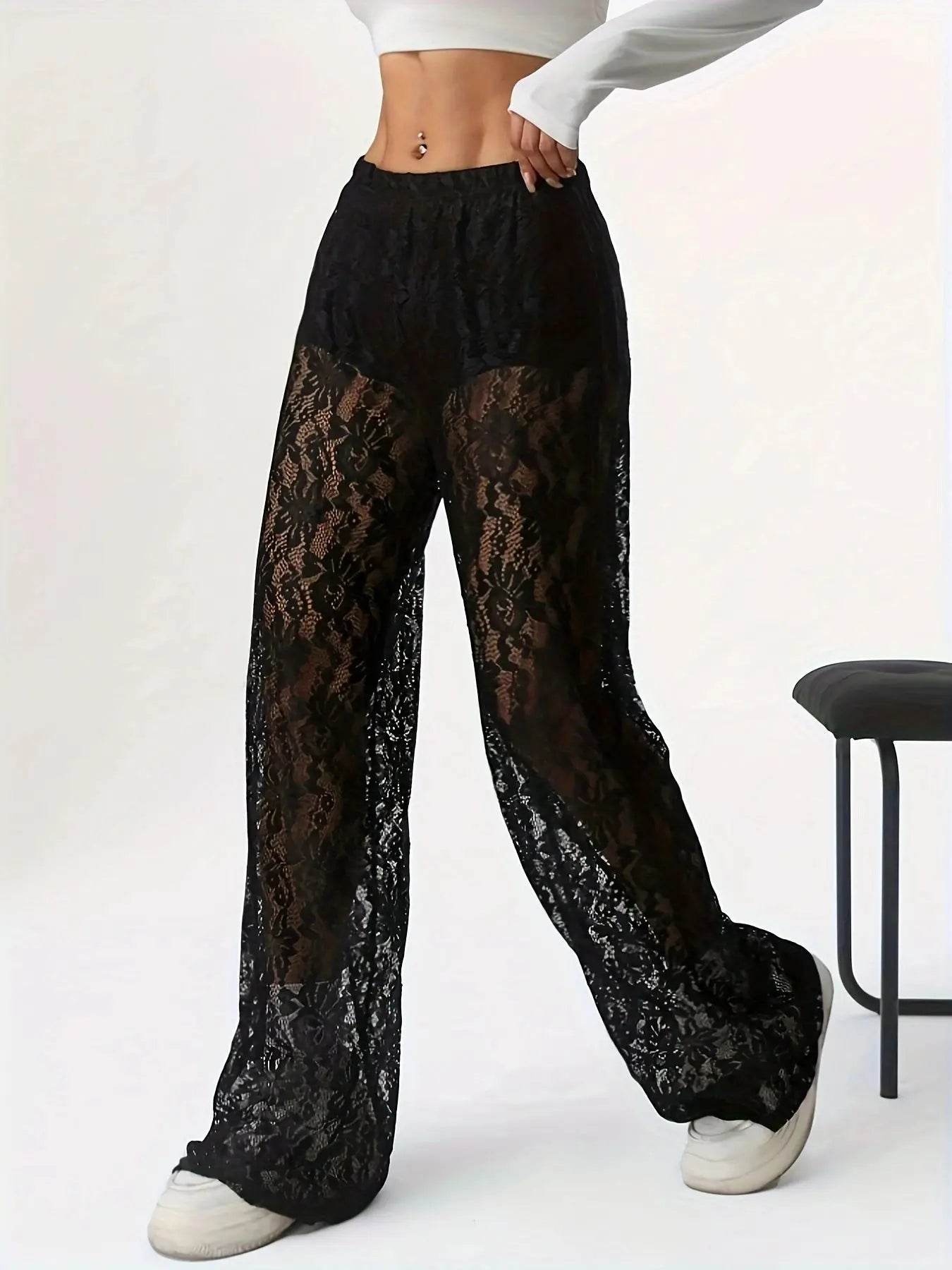 Women's Personalized Lace Jacquard Pants - Spring/Summer Casual Style - Buy Center
