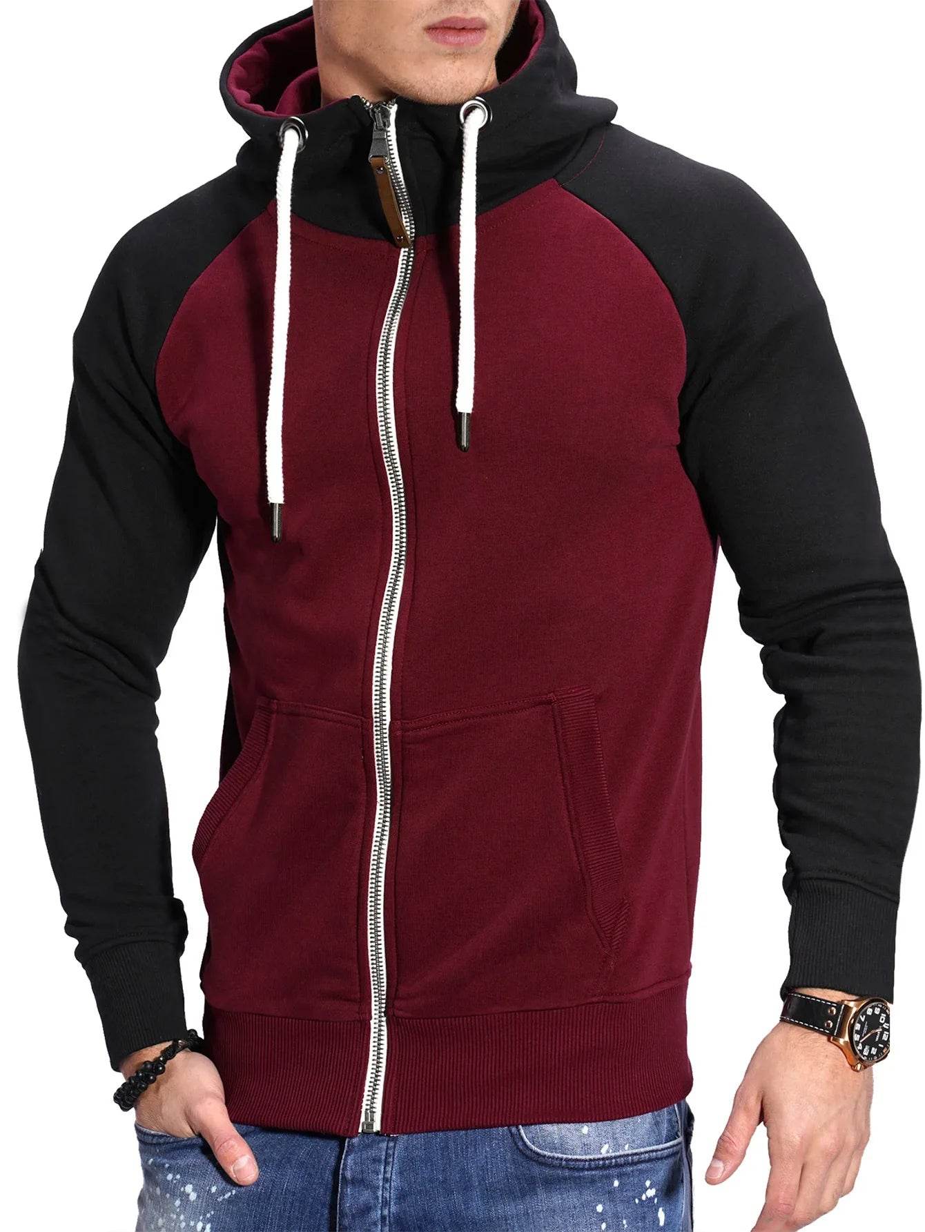 2024 Men's Hooded Cardigan - Zippered Casual Hoodie with Raglan Sleeves - Buy Center
