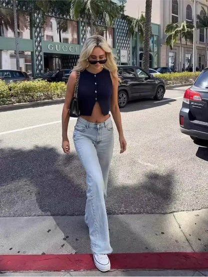 MsChuh Women’s Knitted Vest - Slim Cropped O-Neck for Summer 2024 - Buy Center