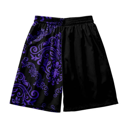 Summer Fashion Purple Print Beach Shorts - Casual Loose Fit for Men & Women - Buy Center