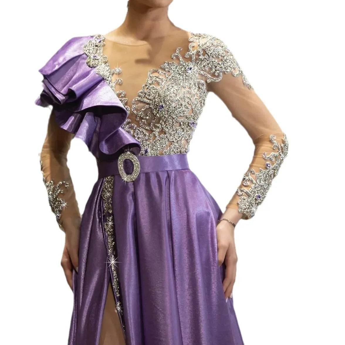 2024 Spring Sequin Purple Glitter Dress - Women's Evening Wear - Buy Center