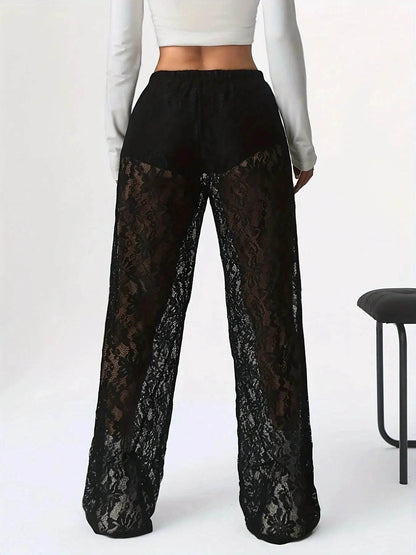 Women's Personalized Lace Jacquard Pants - Spring/Summer Casual Style - Buy Center