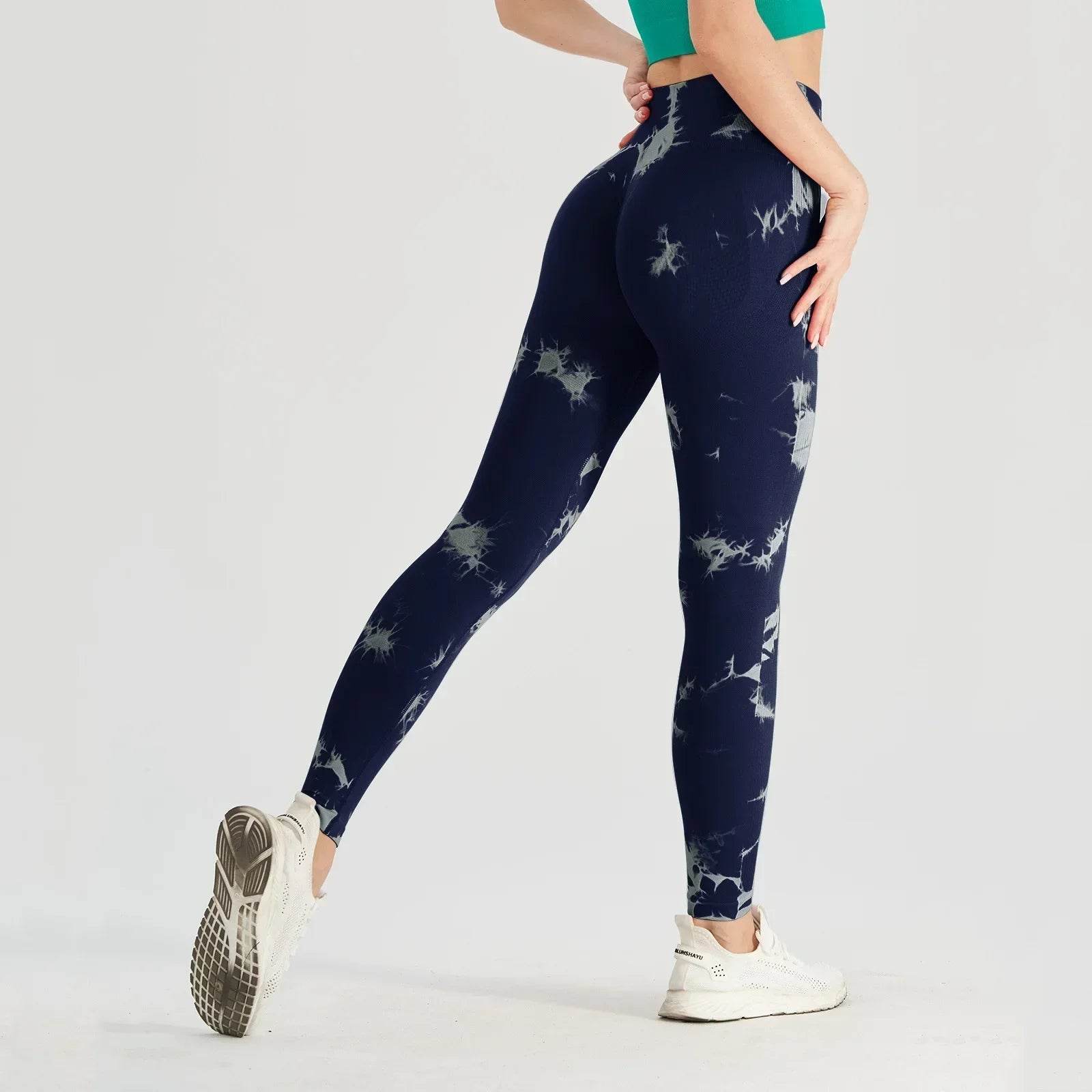 Sexy High Waist Yoga Leggings - Tie-Dye Seamless Fitness Tights - Buy Center
