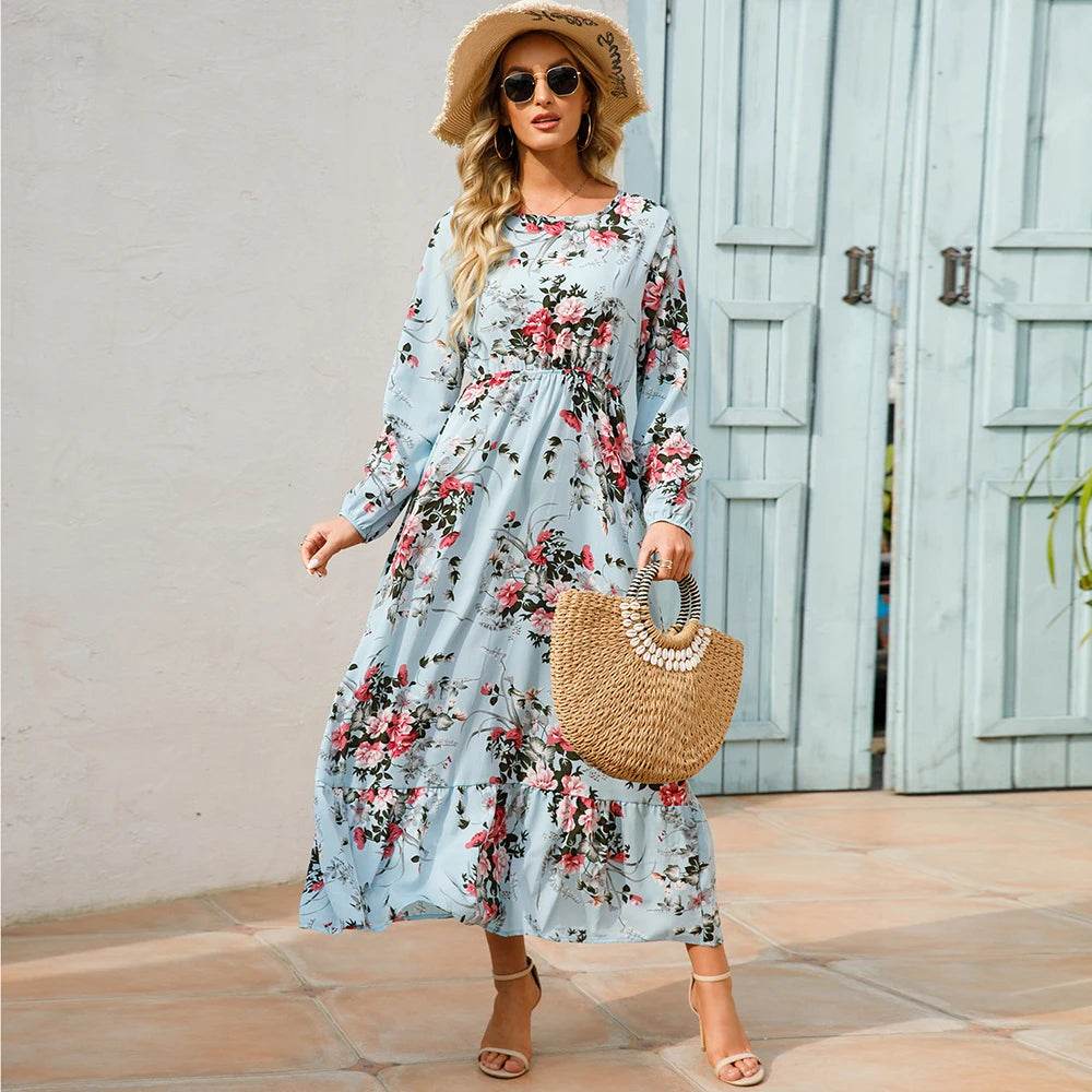 XIBUSANA Bohemian Chiffon Maxi Dress - Floral Print for Women - Buy Center