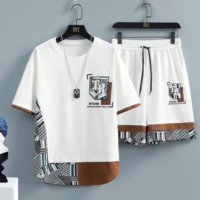 Men's Summer Tracksuit - Fashion Print T-Shirt & Shorts Set - Buy Center