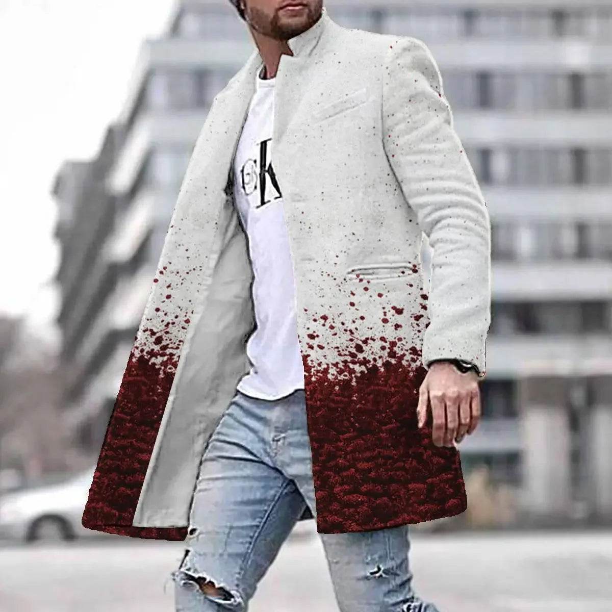 Men's Spring Woolen Trench Coat - Casual Street Style with Pockets - Buy Center
