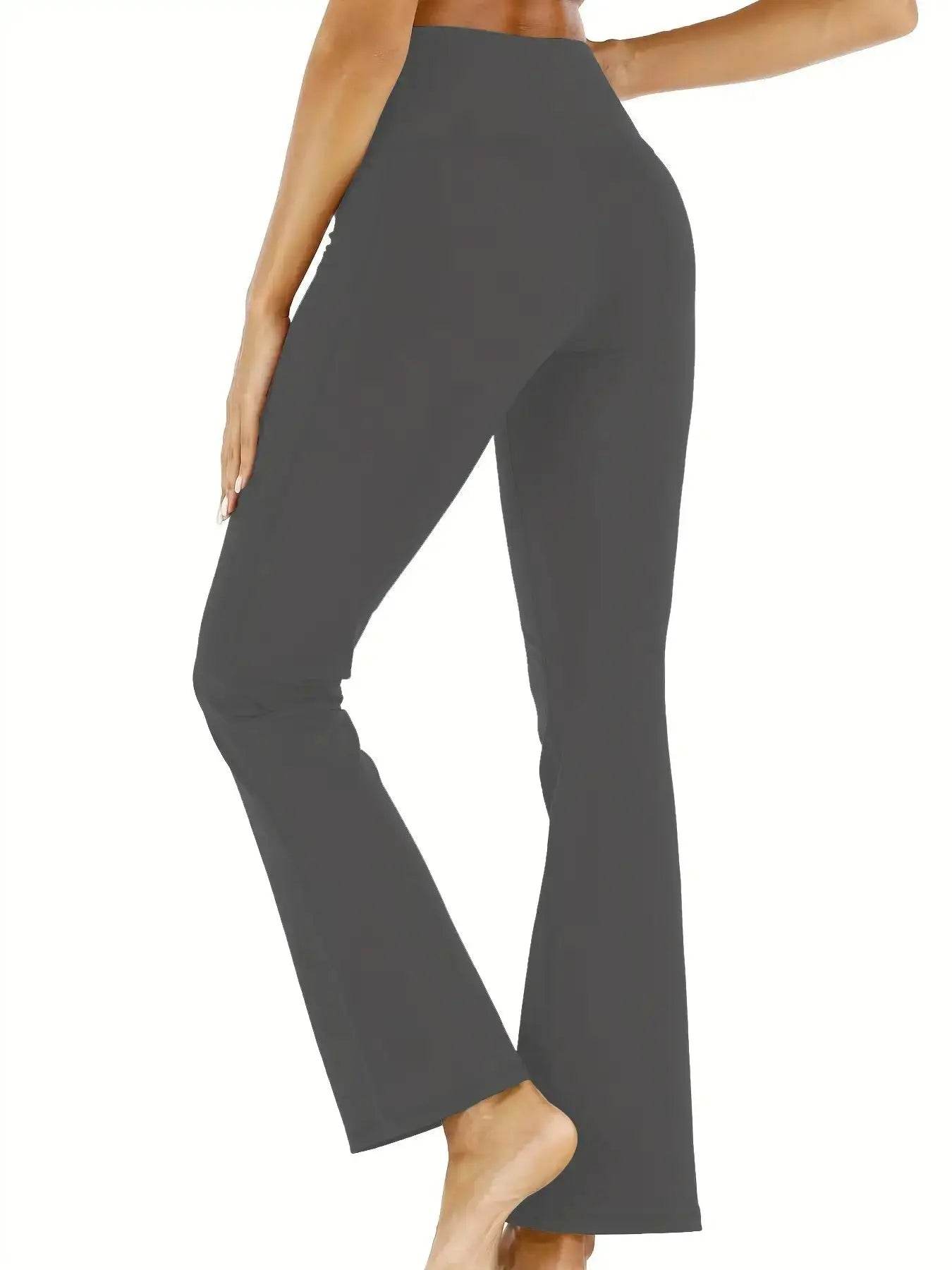 Women's High Waist Flared Yoga Pants with Pockets - Fitness Essential - Buy Center
