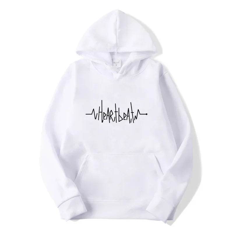 Men's Casual Fleece Hoodie - Heartbeat Line Printed Sportswear - Buy Center