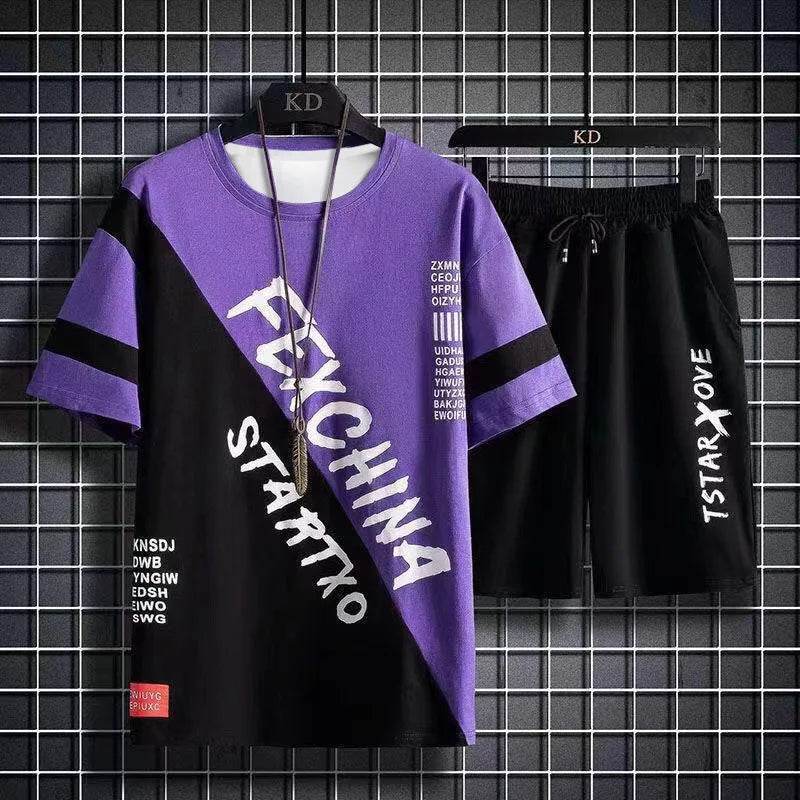 XMSFTD Men's Summer Casual Sweatshirt & Manga Graphic Tee Set - Buy Center