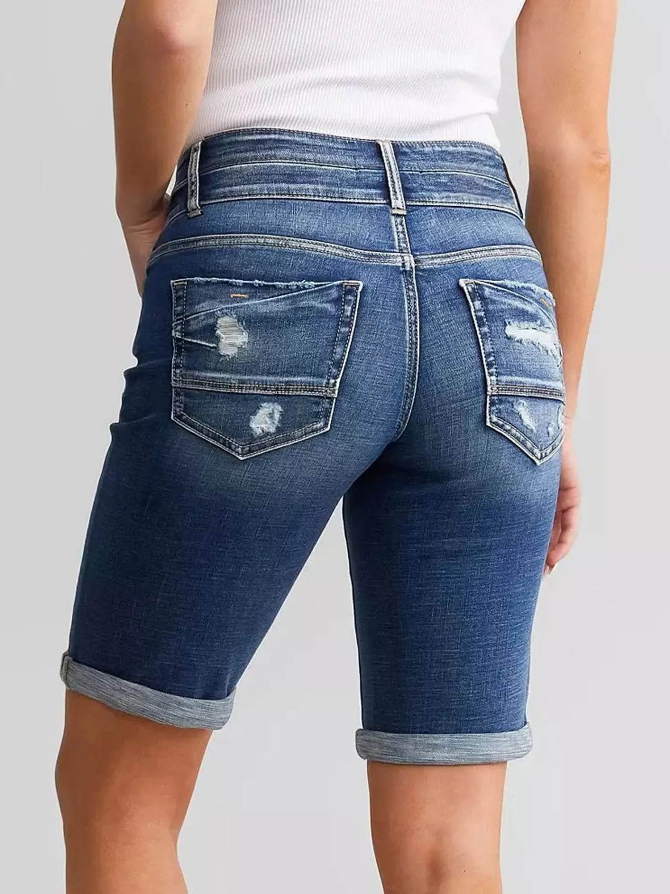 2025 Women's Slim Fit Denim Shorts - Casual Knee Length Style - Buy Center
