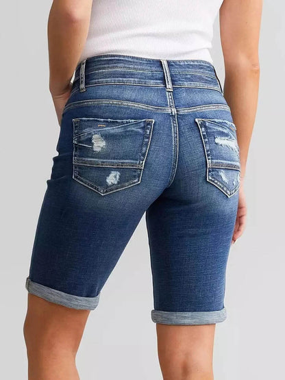 2025 Women's Slim Fit Denim Shorts - Casual Knee Length Style - Buy Center