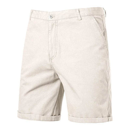 GQXAON Men's Solid Color Cotton Knee Shorts - Casual Bermuda Style - Buy Center