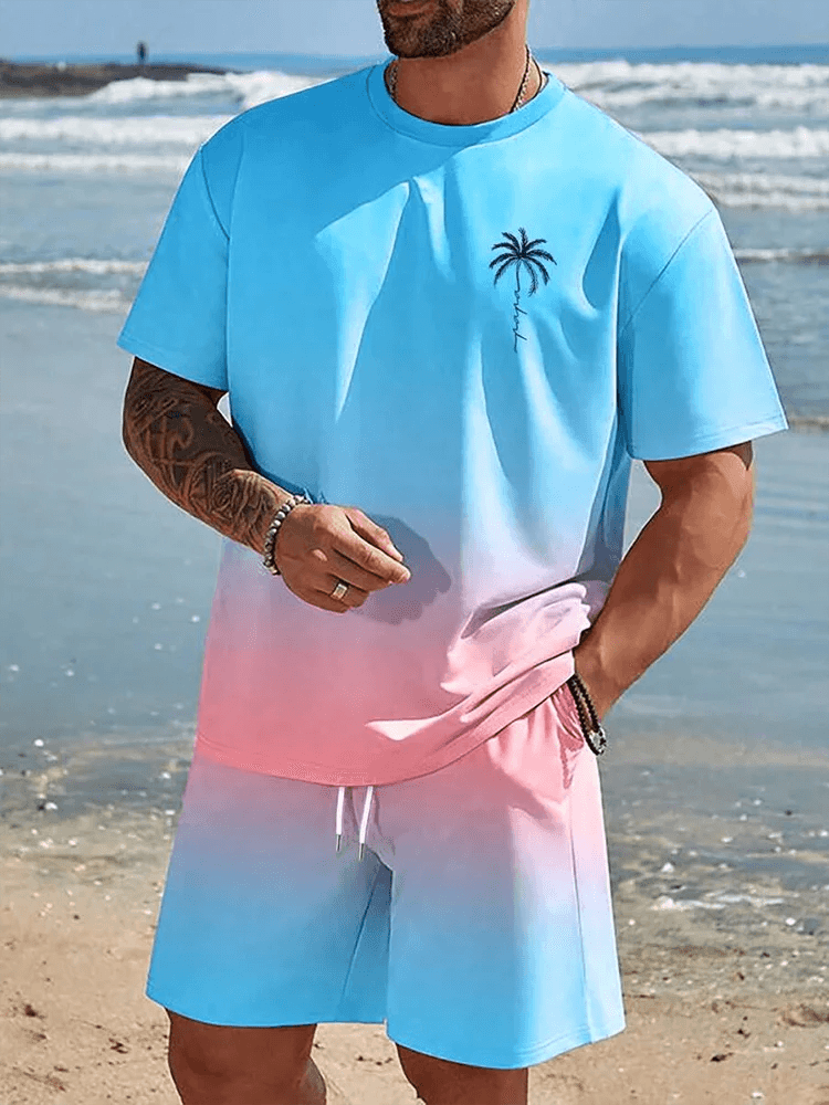Hawaiian Style Men's T-Shirt & Beach Pants Set - Casual Summer Outfit - Buy Center