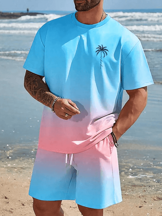 Hawaiian Style Men's T-Shirt & Beach Pants Set - Casual Summer Outfit - Buy Center