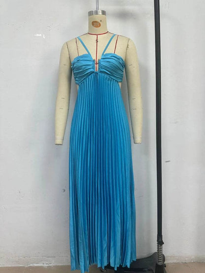 Women's Elegant Summer Camisole Dress - Backless Pleated Design - Buy Center