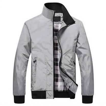 SANWOOD Men's Casual Jacket - Solid Color Stand Collar, Zipper Pockets - Buy Center