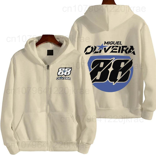 Miguel Oliveira 88 Logo Men's Zip Up Hoodie - Casual Spring Autumn Wear - Buy Center