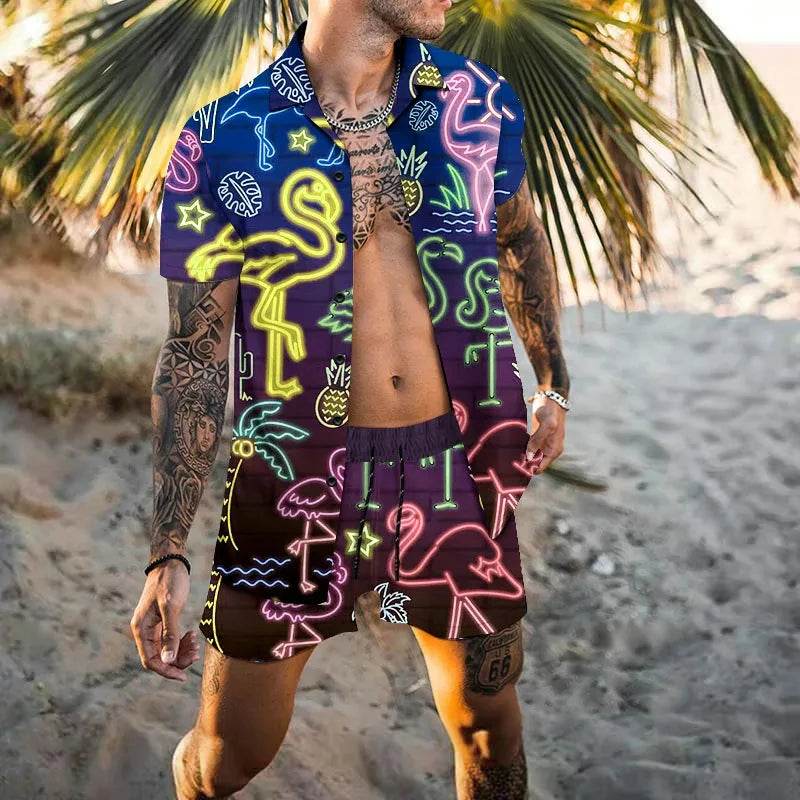 Hawaiian Men’s Cardigan 2-Piece Set - Summer Short Sleeve & Shorts - Buy Center