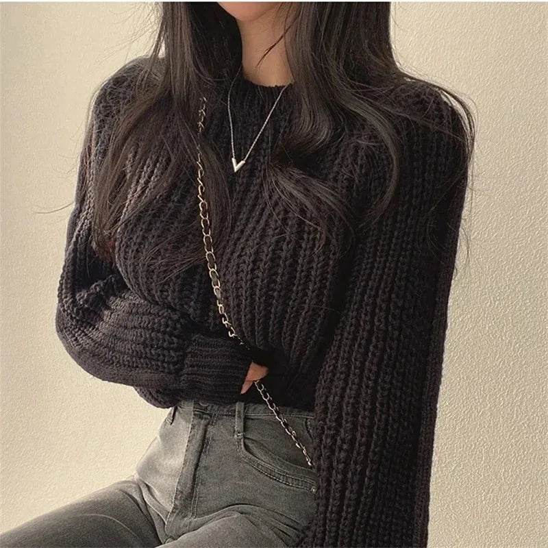 Chic Loose Vintage Harajuku Sweater - Soft Warm Knit Tops for Women - Buy Center