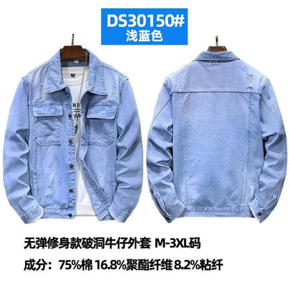 Wulend Men's Denim Jacket - Casual Turn Down Collar Coat for Autumn - Buy Center