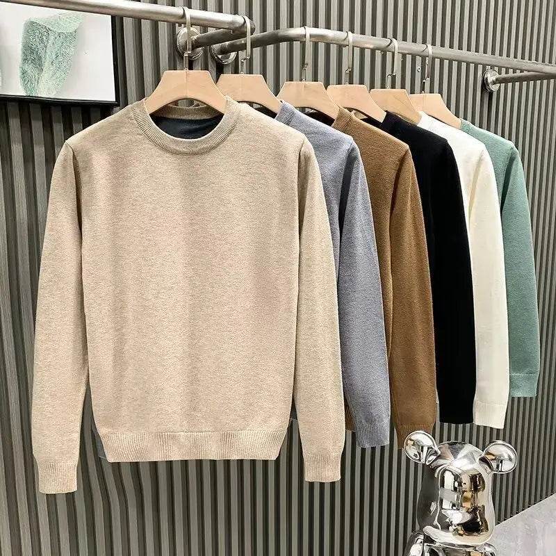 Autumn Winter Casual Pullover Sweater for Men - Solid Color & Loose Fit - Buy Center