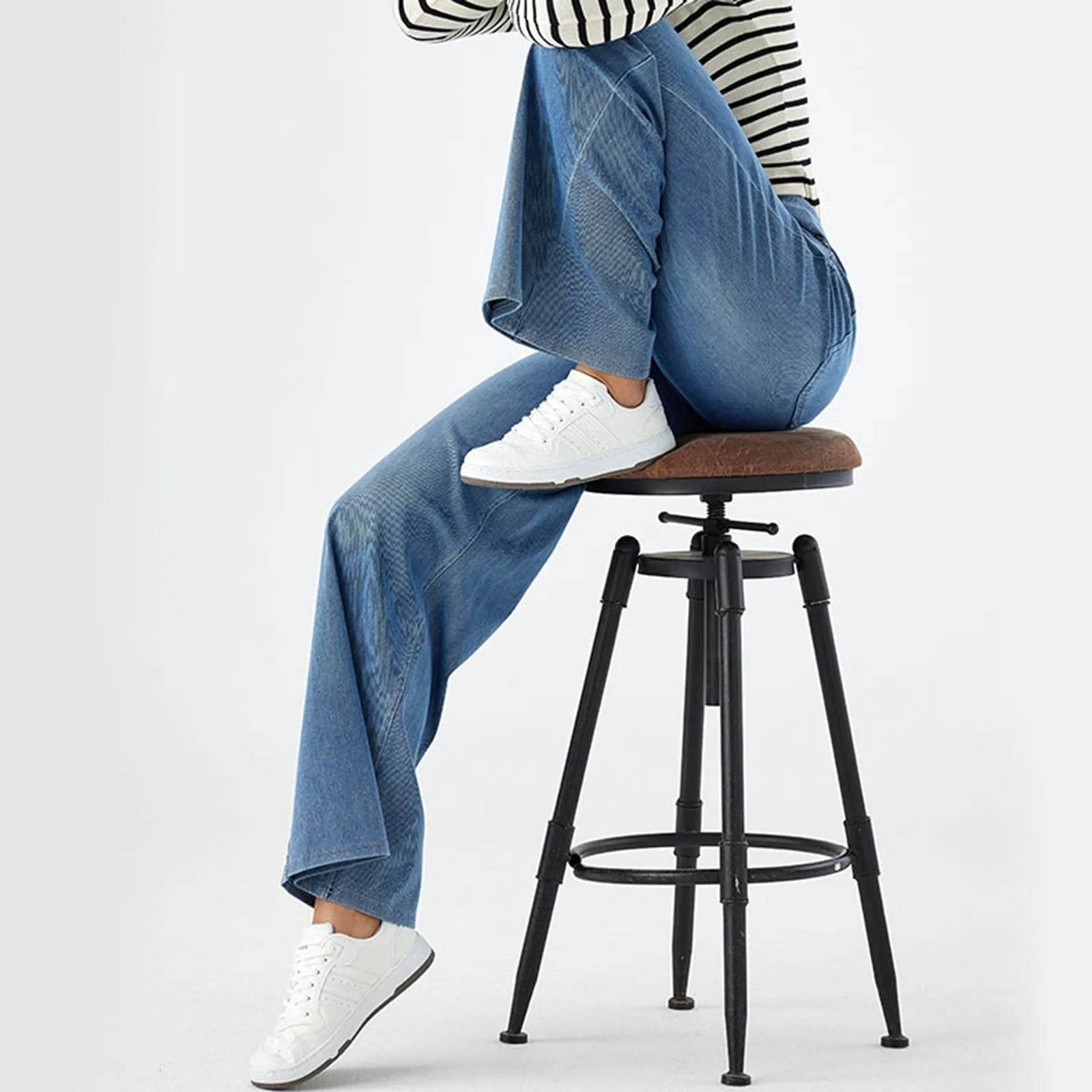 YOUYEDIAN Women’s High Waist Baggy Jeans - Retro Wide Leg Denim - Buy Center