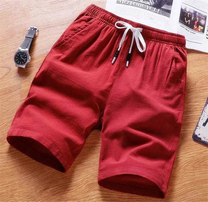 Asyabuykal Men's Slim Fit Knee Length Shorts - Cotton Linen, Breathable Summer Wear - Buy Center