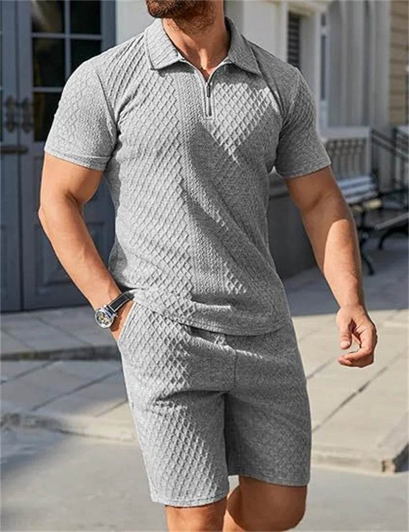 KUXEECOOL Men's Casual Polo Shirt & Shorts Set - Summer Style - Buy Center