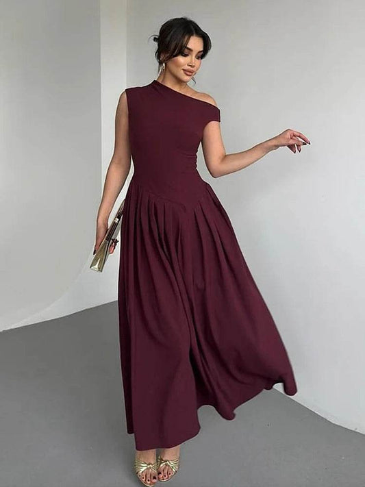 Elegant Women's Long Dress - Sleeveless A-Line High Waist Style - Buy Center