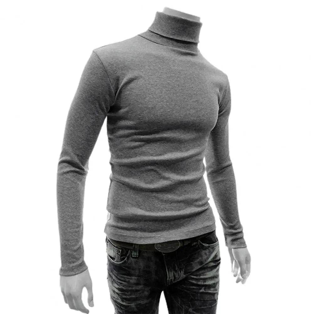 SANWOOD Men's Long Sleeve Pullover - Solid Color Stretchy Knitted Top - Buy Center